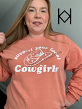 Support Cowgirls Terracotta Comfort Colors Crewneck