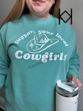 Support Cowgirls Seafoam Comfort Colors Crewneck