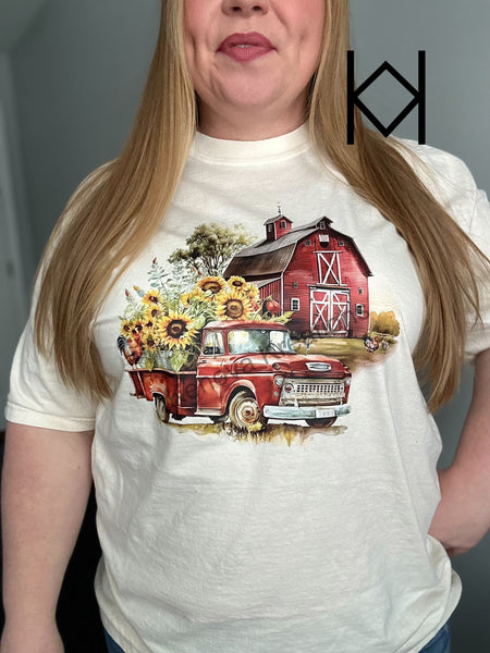 Red Truck & Barn Comfort Colors Tshirt