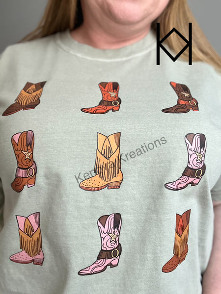 Brown Boots Stack Comfort Colors Tshirt