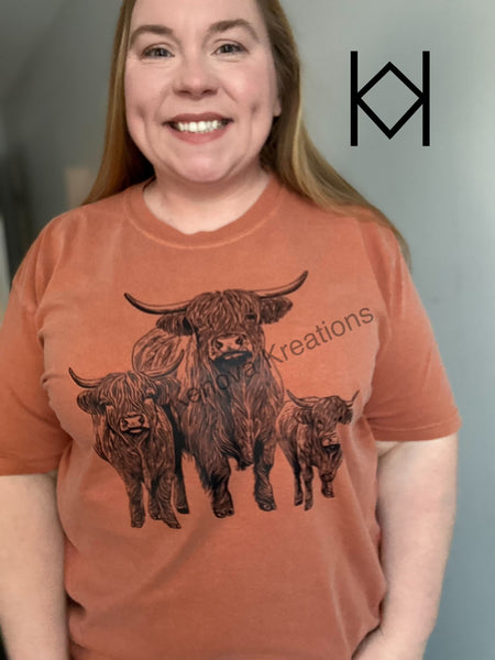 Highland Cow x3 Comfort Colors Tshirt