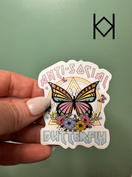 Anti-social Butterfly Waterproof Sticker