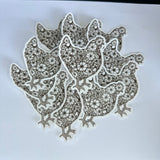 Floral Chicken Waterproof Sticker