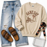 Gameday Polka Dot Brown Helmet Crewneck