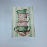 Stacked Tea Cups Waterproof Sticker