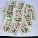Stacked Tea Cups Waterproof Sticker