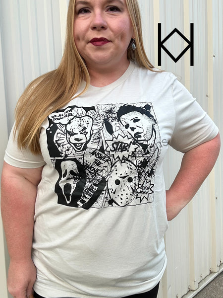 Comic Book Strip Horror Scary Tee