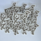 Floral Cow Waterproof Sticker