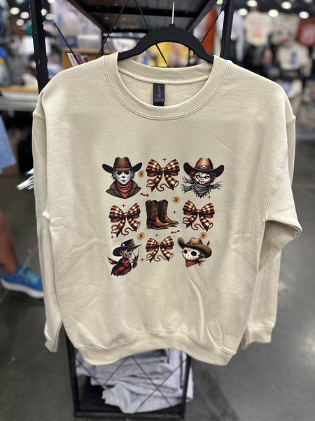 Horror Western Coquette Scary Bows Crewneck