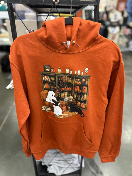 Ghost Book Nook Cat Hoodie
