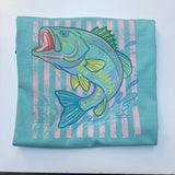 Colorful Preppy Summer Bass Stripes Comfort Colors Tee