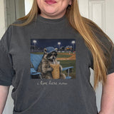 I Live Here Now Ballfield Racoon Comfort Colors Tee