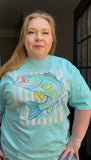 Colorful Preppy Summer Bass Stripes Comfort Colors Tee