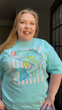 Colorful Preppy Summer Bass Stripes Comfort Colors Tee