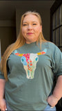 Faux Patchwork Steer Head Comfort Colors Tee