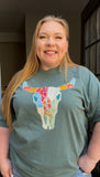 Faux Patchwork Steer Head Comfort Colors Tee
