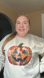 Faux Patchwork Pumpkin Crewneck